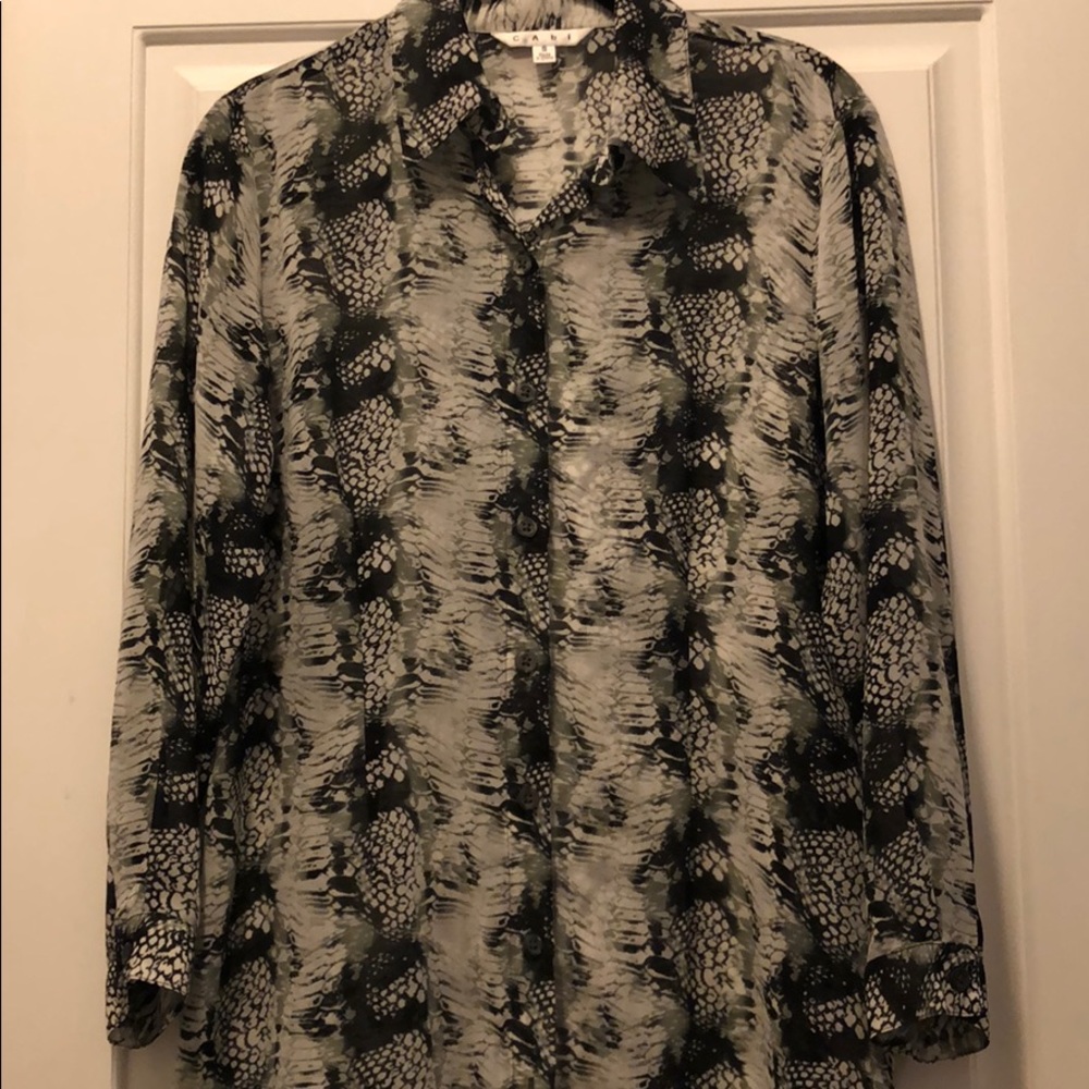 3/$35 Cabi sheer long-sleeve button down top